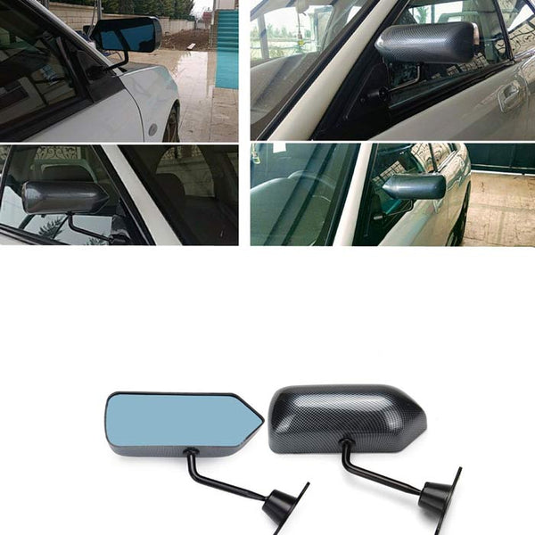 2pcs Adjustable F1 Style Car Side Rearview Mirrors Carbon Fiber Color Blue Mirror
