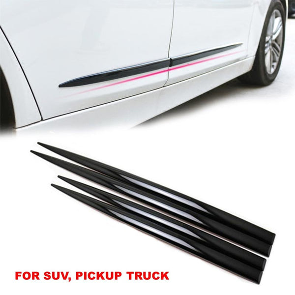 4pcs BLACK Car Side Edge Anti-scratch Body Side Moldings Strips Front Rear Lower Door Guard Protection Sticker