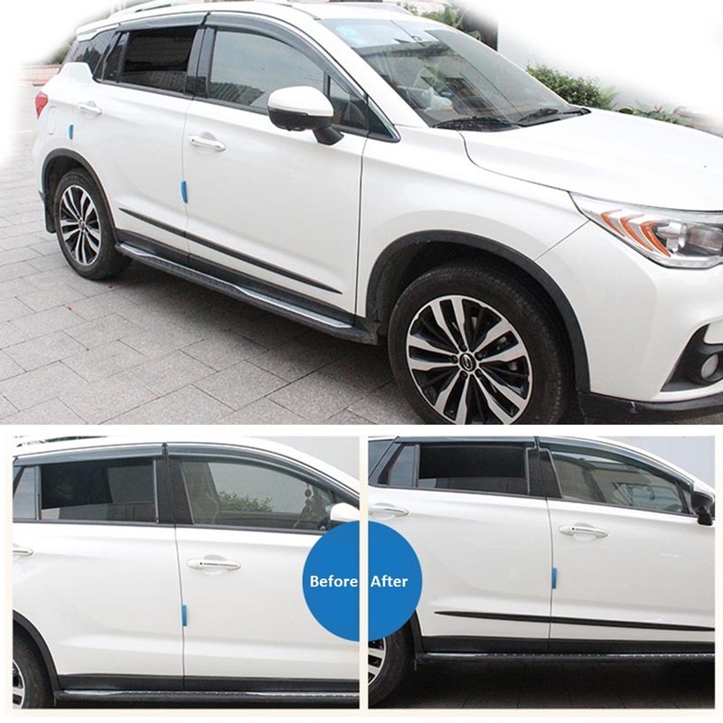 4pcs BLACK Car Side Edge Anti-scratch Body Side Moldings Strips Front Rear Lower Door Guard Protection Sticker