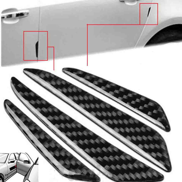 4Pcs Black Real Carbon Fiber Car Door Edge Protection Guard Trims Stickers Auto Edge