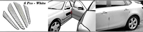 4Pcs Silver Real Carbon Fiber Car Door Edge Protection Guard Trims Stickers Auto Edge