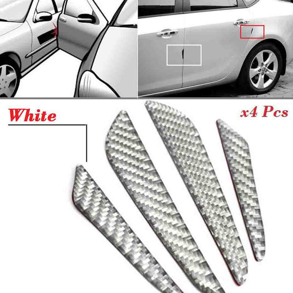 4Pcs Silver Real Carbon Fiber Car Door Edge Protection Guard Trims Stickers Auto Edge