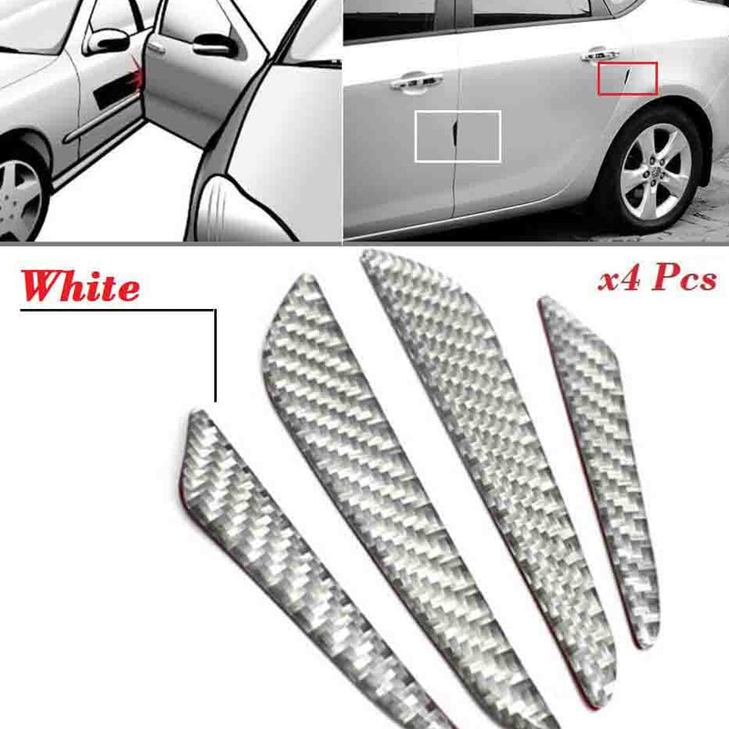 4Pcs Silver Real Carbon Fiber Car Door Edge Protection Guard Trims Stickers Auto Edge