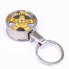 DRIFT CAR 5-SPOKE DEEP DISH LIP RIM WHEEL METAL KEYCHAIN KEY CHAIN RING