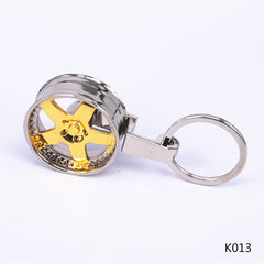 DRIFT CAR 5-SPOKE DEEP DISH LIP RIM WHEEL METAL KEYCHAIN KEY CHAIN RING