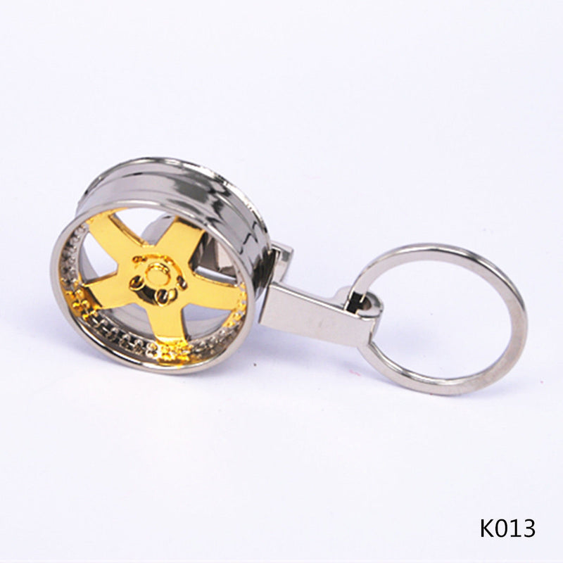 DRIFT CAR 5-SPOKE DEEP DISH LIP RIM WHEEL METAL KEYCHAIN KEY CHAIN RING