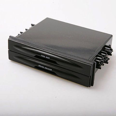 Car Universal Double/Single Din With Drink-Cup Holder And Storage Box (Black)
