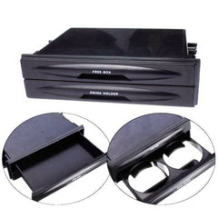 Car Universal Double/Single Din With Drink-Cup Holder And Storage Box (Black)