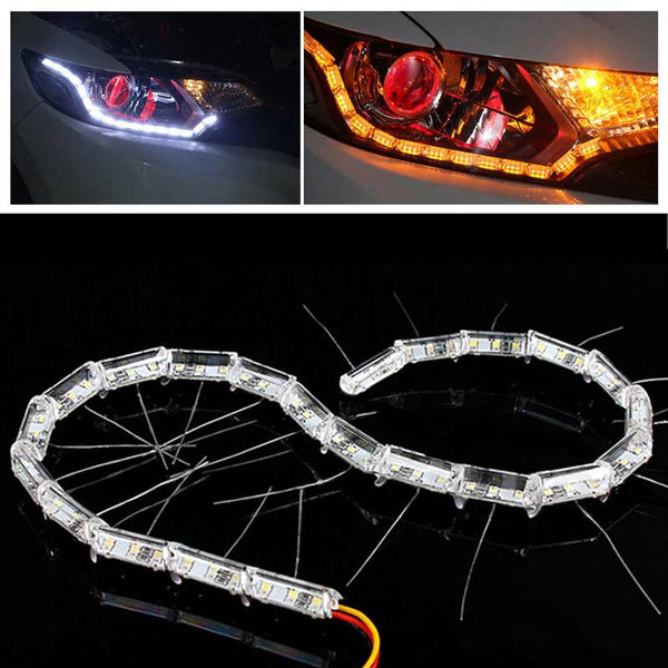 2x16 LED Car Strip Crystal Audi Style DRL Daytime Running Light Turn Signal Moving Indicators