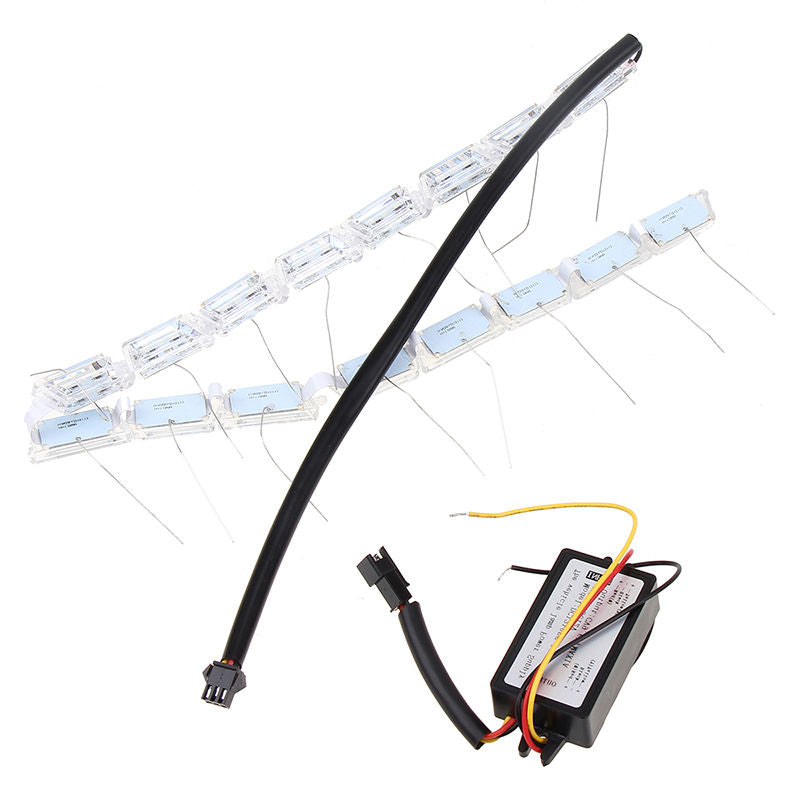 2x16 LED Car Strip Crystal Audi Style DRL Daytime Running Light Turn Signal Moving Indicators