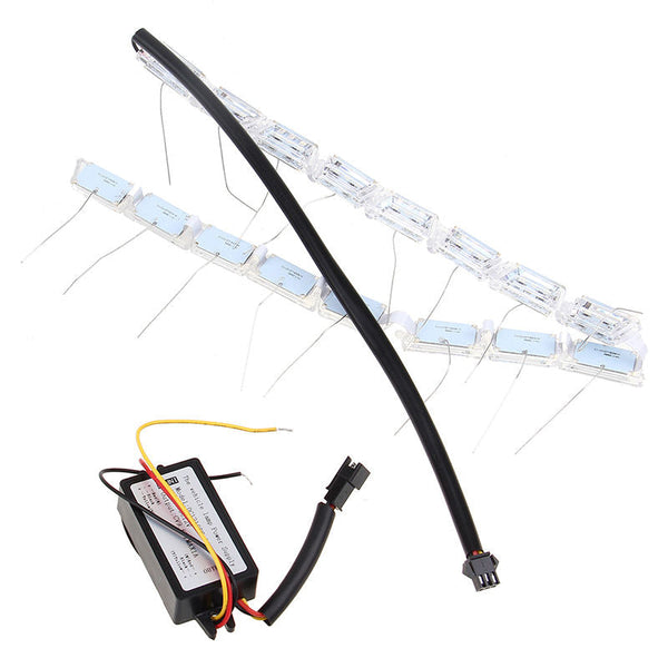 2x16 LED Car Strip Crystal Audi Style DRL Daytime Running Light Turn Signal Moving Indicators