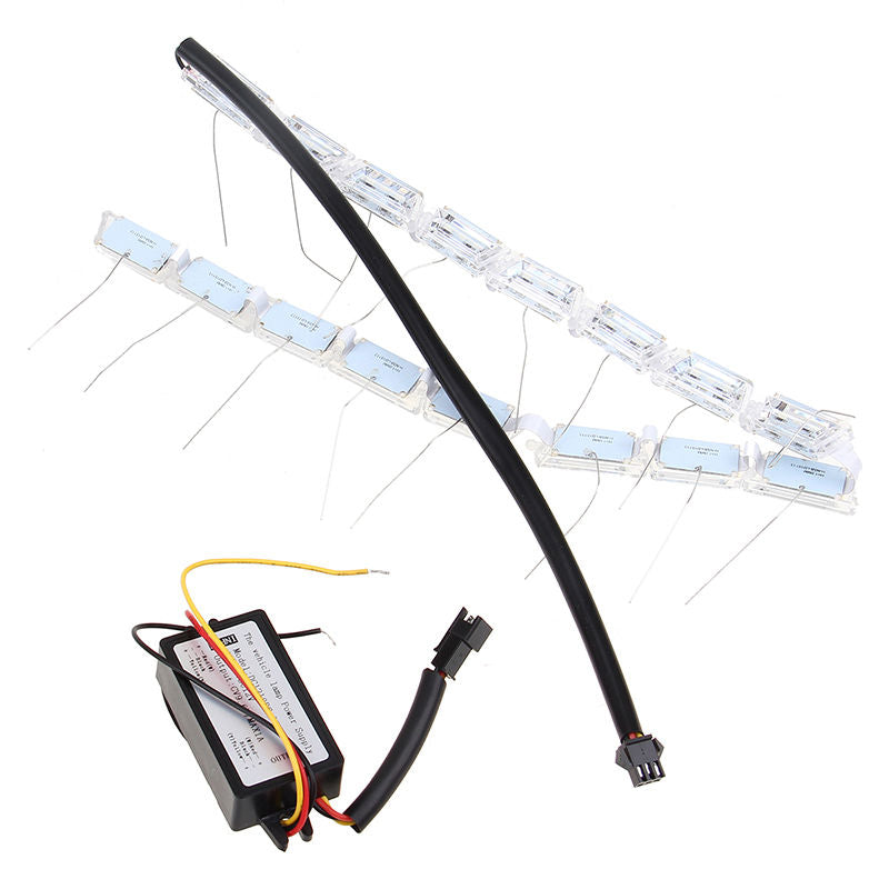 2x16 LED Car Strip Crystal Audi Style DRL Daytime Running Light Turn Signal Moving Indicators