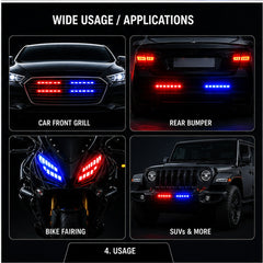 2pcs Red Blue Stylish LED Strip Lights Waterproof Car Flasher 12V