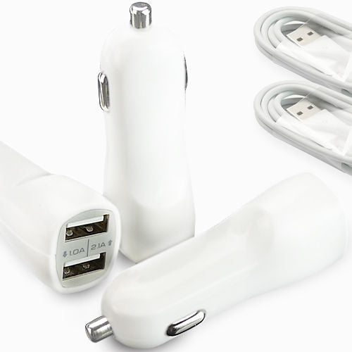 2.1A/1.0A Mini Dual USB 2-Port Car Charger + Micro USB 2.0 Data Sync Charger Cable.