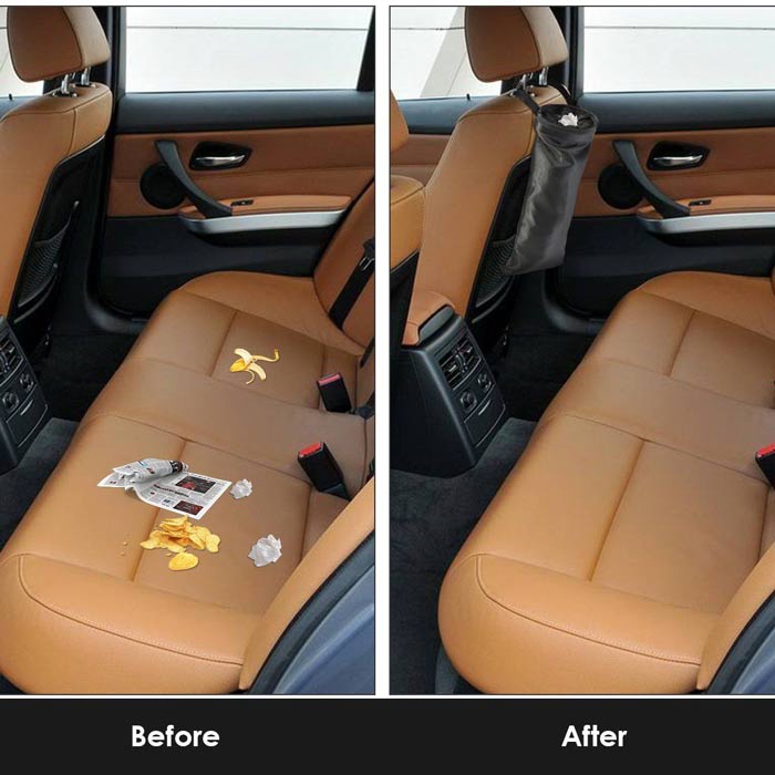 1pc Vehicle Car Seat Back Litter Trash Garbage Hang Bag Holder Container Storage Bin