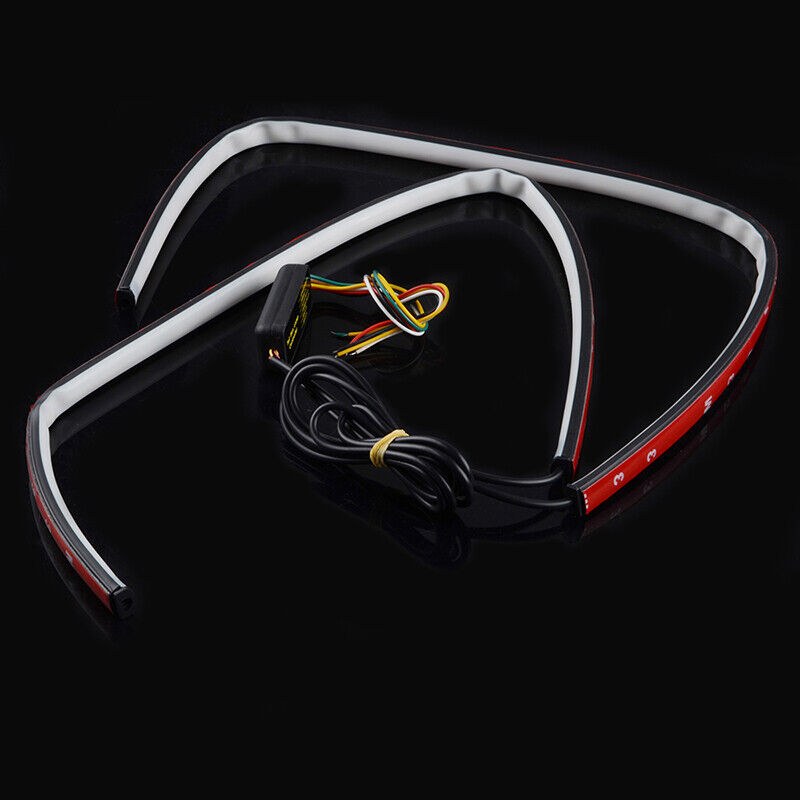 2pcs RGB Front Grille light Bar Dynamic streamer DRL Flexible strip flowing strip water running car-styling with 5 modes