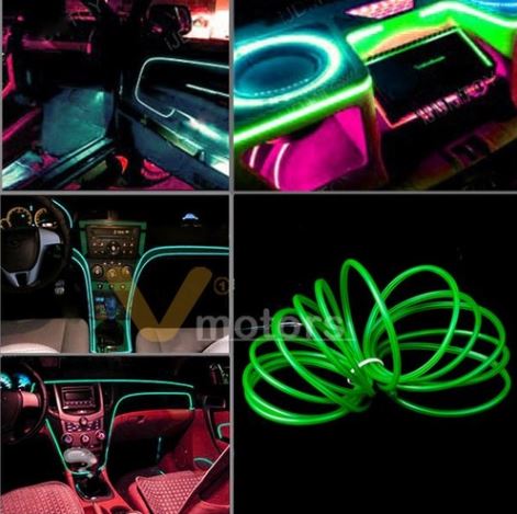 Green 5 Feet Long Flexible EL Wire Glowing Neon Car Light + Inverter