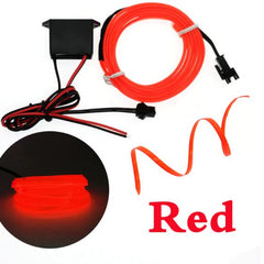Red 13 Feet long Flexible EL Wire Glowing Neon Car Light + 1 Inverter