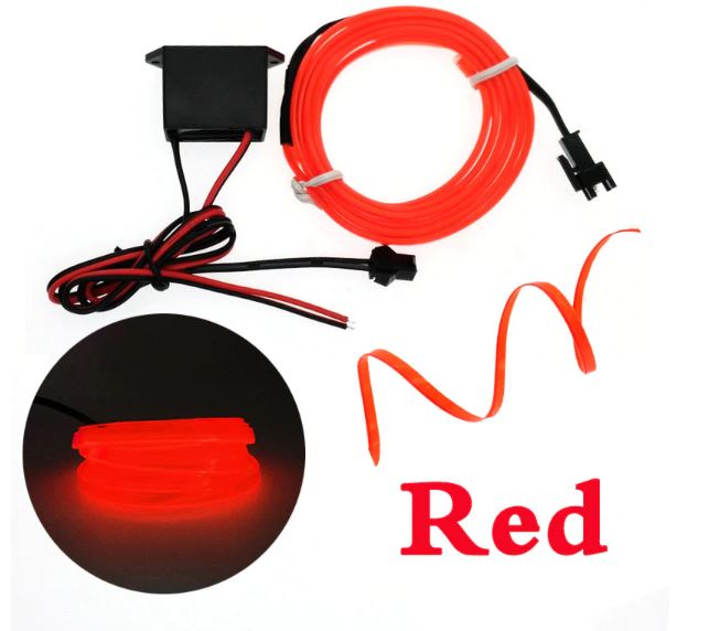 Red 13 Feet long Flexible EL Wire Glowing Neon Car Light + 1 Inverter