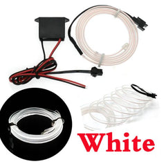 White 5 Feet Flexible EL Wire Glowing Neon Car Light + Inverter