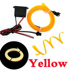 Yellow 5 Feet Flexible EL Wire Glowing Neon Car Light + Inverter