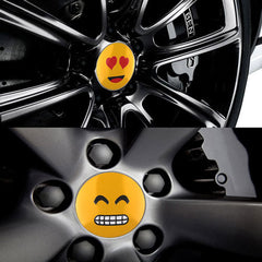 4pcs Smiley Emoji Face Emblem Car Wheel Center Hub Cap Caps Badge Sticker Decal 60mm
