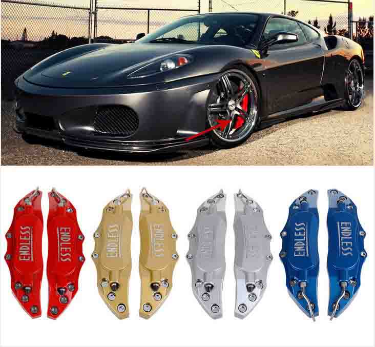 Universal Car ABS Plastic ENDLESS Front & Rear Disc Brake Caliper Cover (Red Color)
