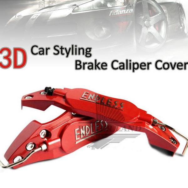 Universal Car ABS Plastic ENDLESS Front & Rear Disc Brake Caliper Cover (Red Color)