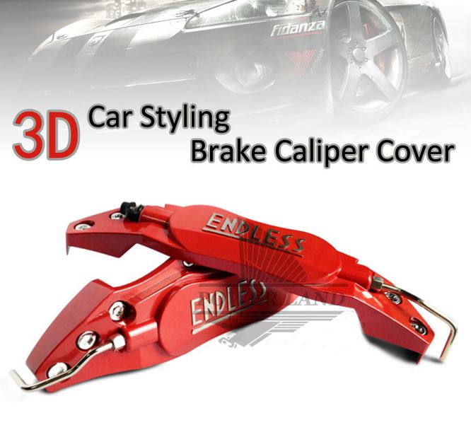 Universal Car ABS Plastic ENDLESS Front & Rear Disc Brake Caliper Cover (Red Color)