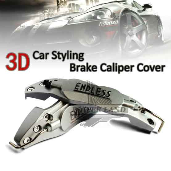 2pc Universal Car Aluminum Alloy ENDLESS Front & Rear Disc Brake Caliper Cover Small Size (Silver Color)