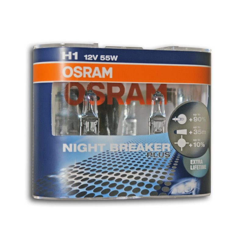 Osram Night Breaker Plus Headlight Fog Light Bulbs Bulb H1 12V 55W