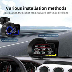 F15 Car HUD Head Up Display OBD2 GPS Dual System Car Gauge Speedometer Alarm