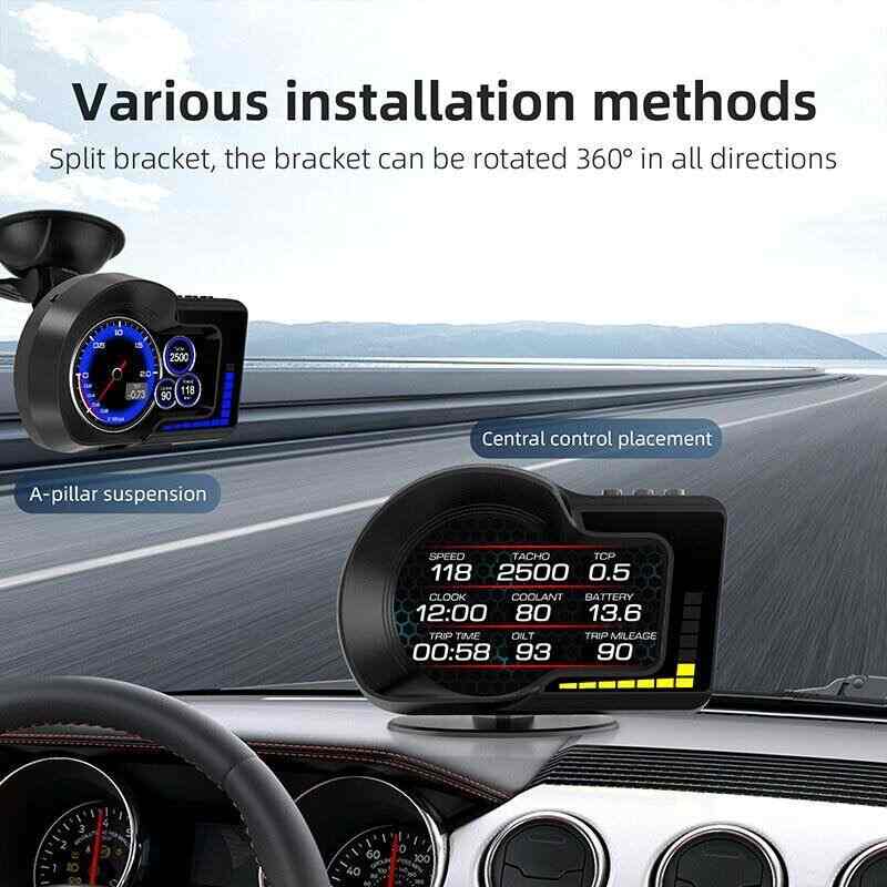 F15 Car HUD Head Up Display OBD2 GPS Dual System Car Gauge Speedometer Alarm