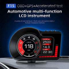 F15 Car HUD Head Up Display OBD2 GPS Dual System Car Gauge Speedometer Alarm