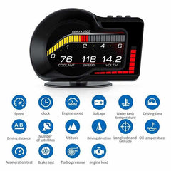 F15 Car HUD Head Up Display OBD2 GPS Dual System Car Gauge Speedometer Alarm