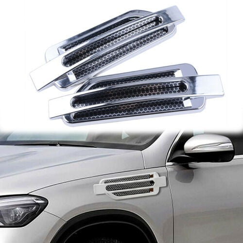 2PCS Chrome Car Auto Bonnet Air Intake Flow Side Fender Vent Hood Scoop Cover
