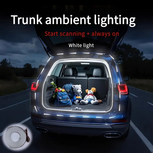 1pc Car New LED Multi-Color Trunk Atmosphere Light, With Scanning And Constant Light Mode, LED Sensor Light Strip
