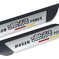 Black Muge Power 2pcs Universal Logo Car Metal Alloy Body Side Fender Emblem(Metal)