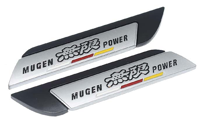 Black Muge Power 2pcs Universal Logo Car Metal Alloy Body Side Fender Emblem(Metal)