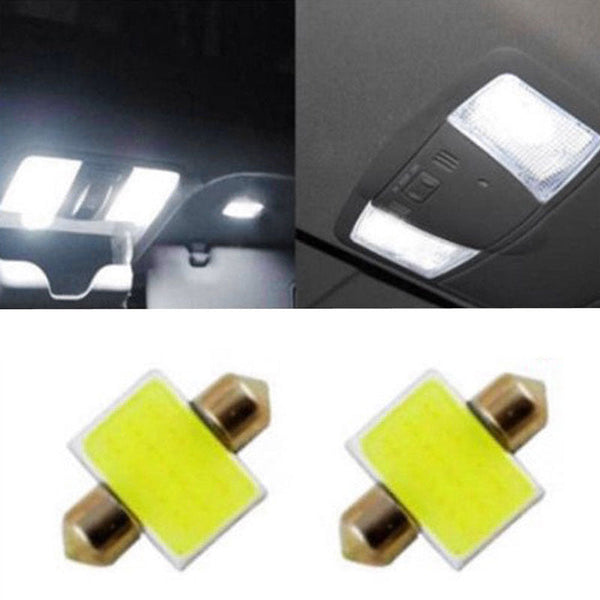 2pcs 31mm 12smd White Festoon COB LED DE3175 Bulbs For Car Interior Dome Map Lights (1021)