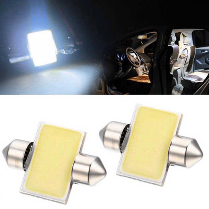 2pcs 31mm 12smd White Festoon COB LED DE3175 Bulbs For Car Interior Dome Map Lights (1021)