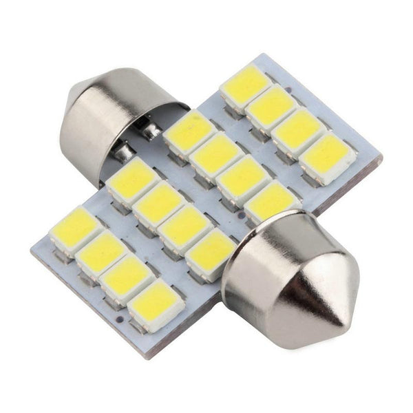 2pcs 31mm 16smd White Festoon COB LED 1210 Bulbs For Car Interior Dome Map Lights (1019)