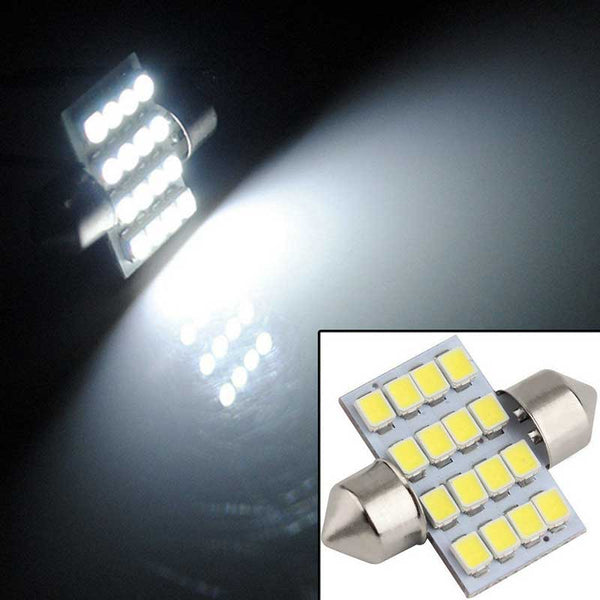 2pcs 31mm 16smd White Festoon COB LED 1210 Bulbs For Car Interior Dome Map Lights (1019)