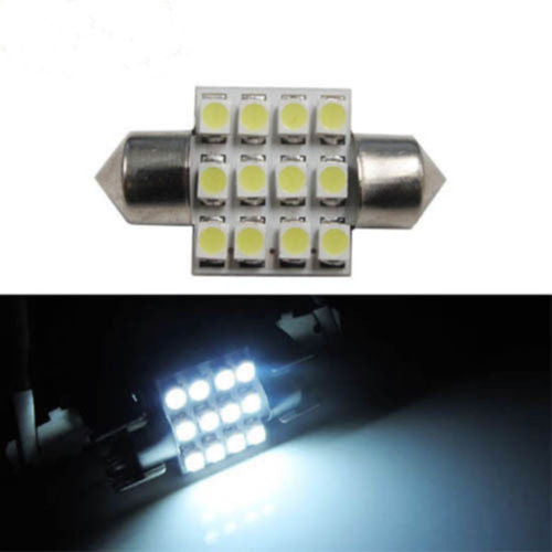 2pcs 31mm 12smd White Festoon COB LED 1210 Bulbs For Car Interior Dome Map Lights (1018)