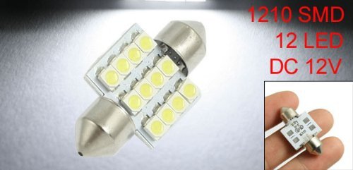 2pcs 31mm 12smd White Festoon COB LED 1210 Bulbs For Car Interior Dome Map Lights (1018)