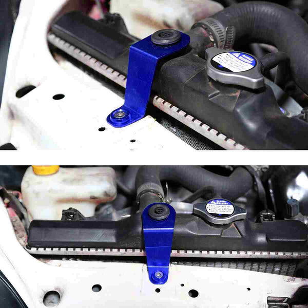 FOR EG EH CIVIC BLUE CNC BILLET ALUMINUM RADIATOR STAY MOUNT BRACKET+WASHER KIT