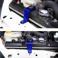 FOR EG EH CIVIC BLUE CNC BILLET ALUMINUM RADIATOR STAY MOUNT BRACKET+WASHER KIT