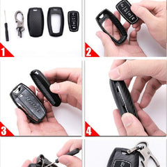 Ford 2 Button Flip Key ABS+Silicone Car Key Cover Case With Keychain