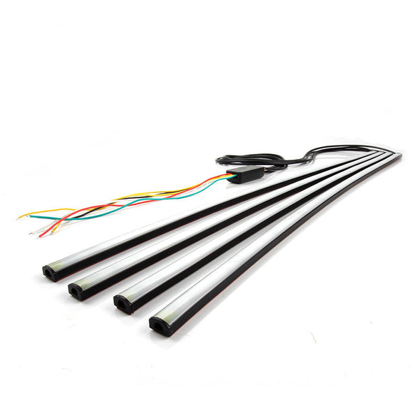 4pcs RGB Front Grille light Bar Dynamic streamer DRL Flexible strip flowing strip water running car-styling with 5 modes