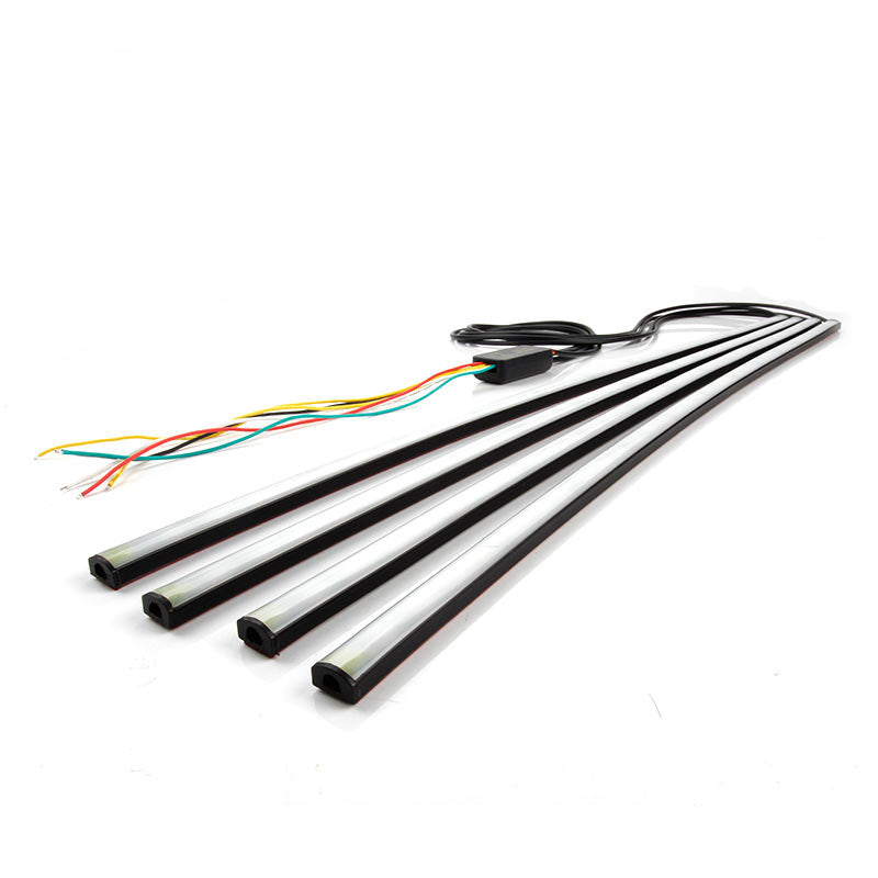 4pcs RGB Front Grille light Bar Dynamic streamer DRL Flexible strip flowing strip water running car-styling with 5 modes